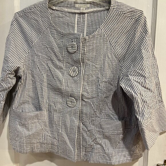 Blue seersucker jacket womens size 10 - Picture 1 of 6